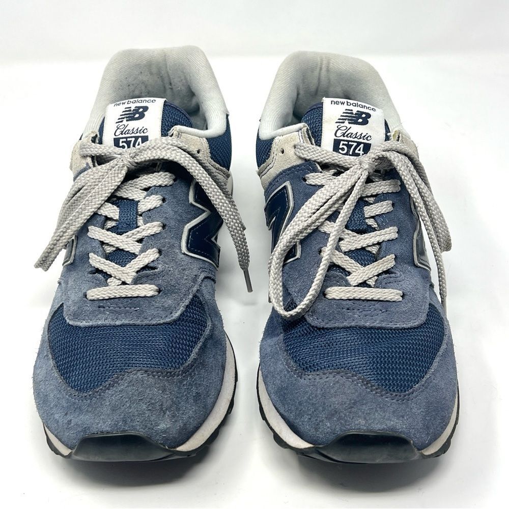 New Balance 574 Classic Blue Suede Mesh Grey Accents Sneakers Mens Size 10 - Picture 7 of 7